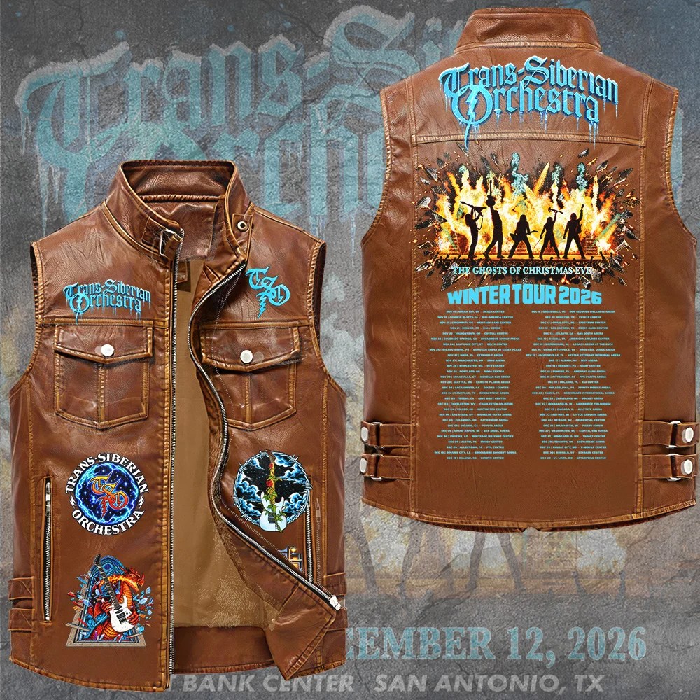 Trans-Siberian Orchestra 30th Anniversary Tour 2026 Premium 2D Sleeveless Leather Vest – GNE8867