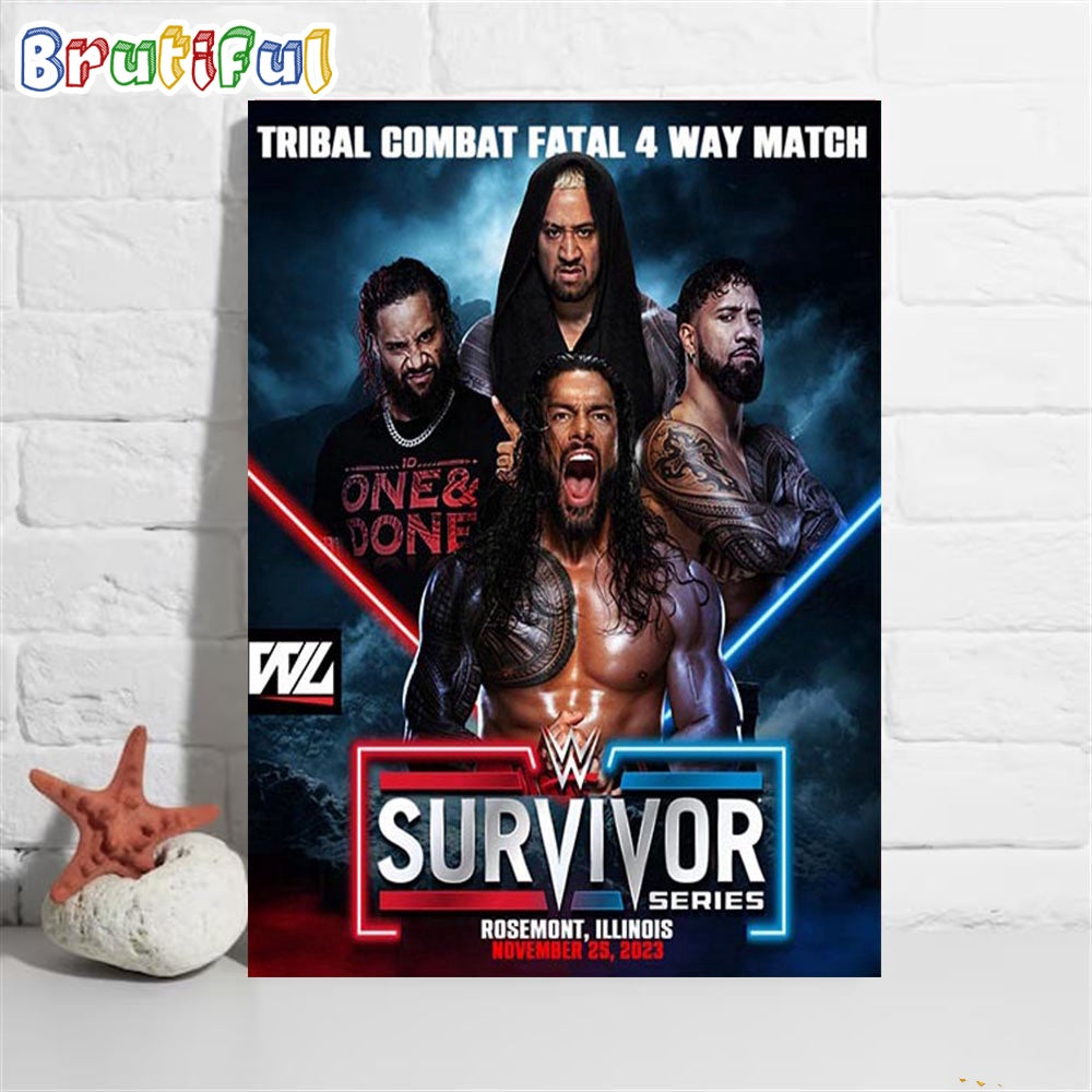 Tribal Combat Fatal 4 Way Match at WWE Survivor Series Wall Art Poster Canvas
