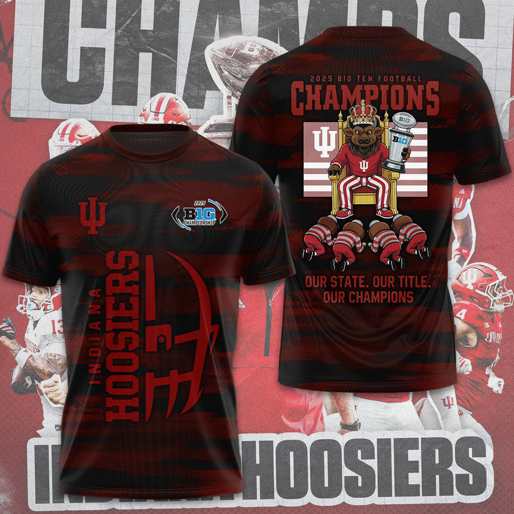 Indiana Hoosiers Football 2025 Big Ten Champions 3D Apparel – TMTHU2523