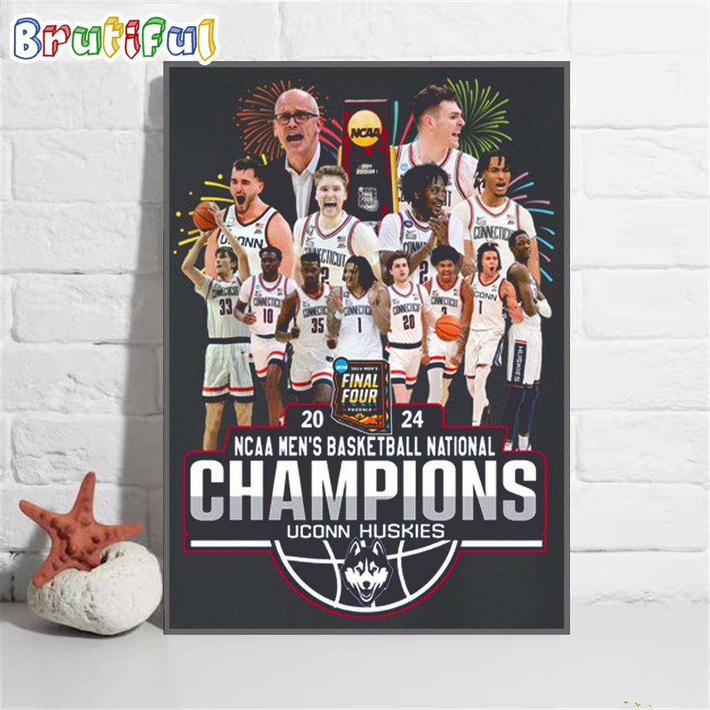 UConn Huskies 2024 NCAA Men’s Basketball National Champions Final Four Poster Canvas, UConn Huskies Final Four Poster
