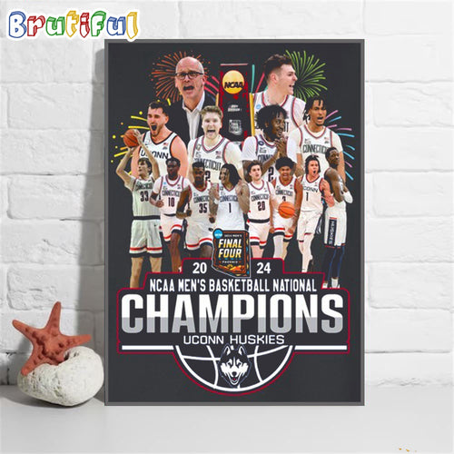 UConn Huskies 2024 NCAA Men’s Basketball National Champions Final Four Poster Canvas, UConn Huskies Final Four Poster