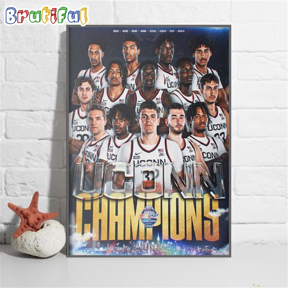 UConn Mens Basketball 2024 Are Big East Tournament Champions Wall Art Poster Canvas
