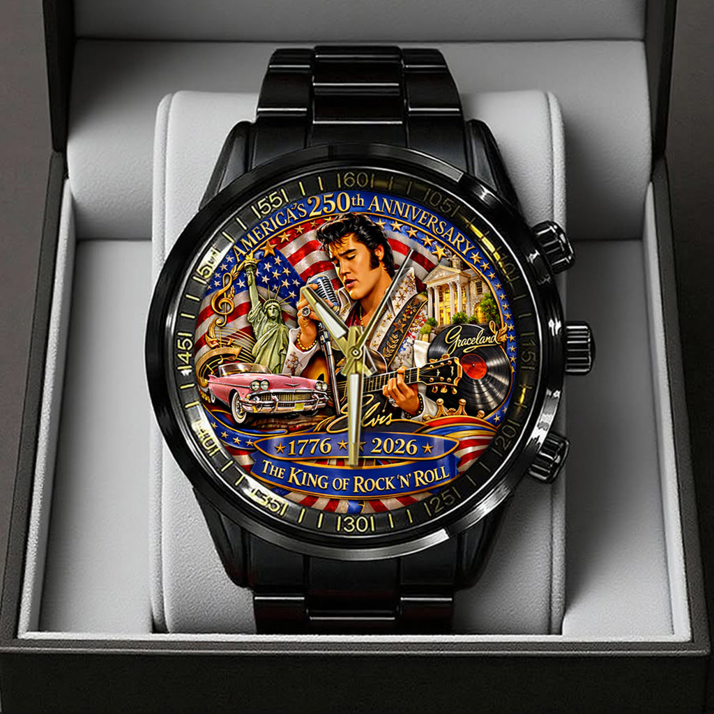 America250 x Elvis Presley Black Stainless Steel Watch – TANTN21743