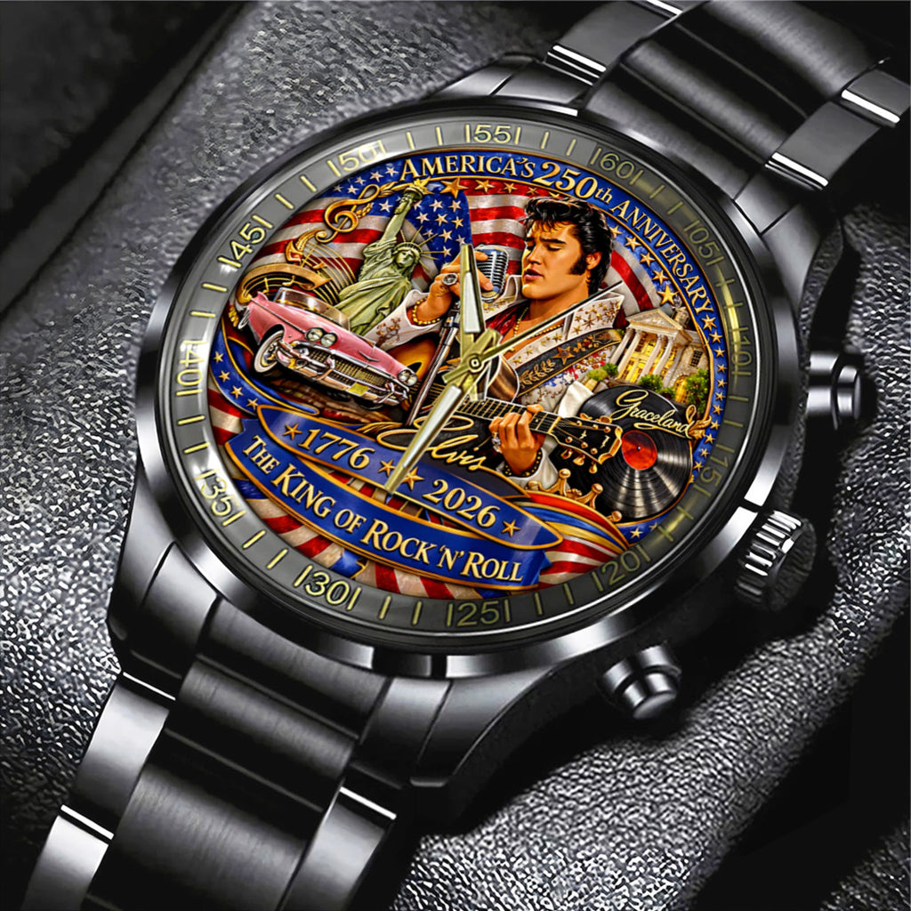 America250 x Elvis Presley Black Stainless Steel Watch – TANTN21743