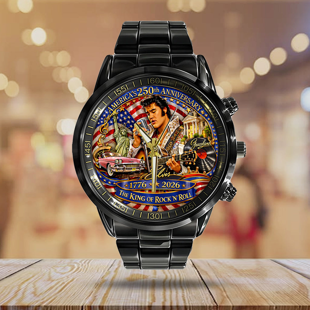 America250 x Elvis Presley Black Stainless Steel Watch – TANTN21743