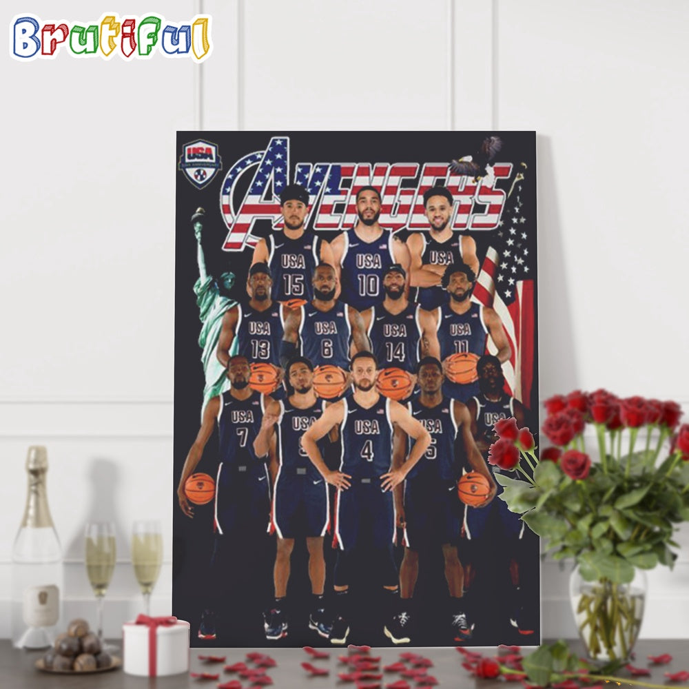 USA Basketball 2024 Team Player Graphics Design Wall Art Poster Canvas