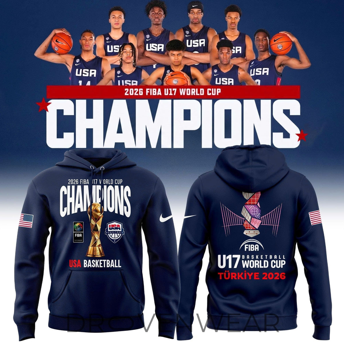 USA Basketball 2026 FIBA U17 Basketball World Cup Champions Hoodie