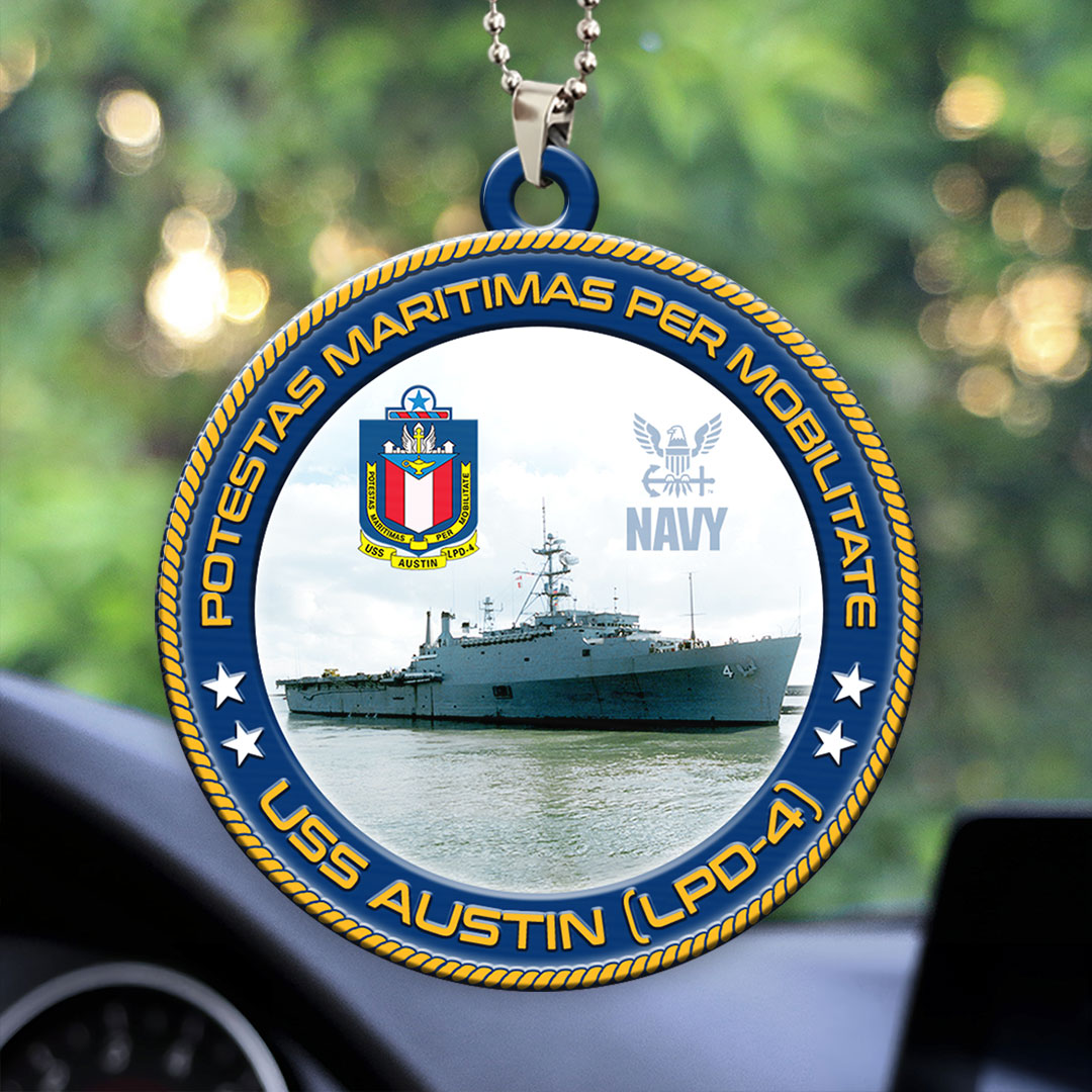 USS Austin (LPD-4) Custom Shape 2-sided Acrylic Car Ornament – HOATT13202