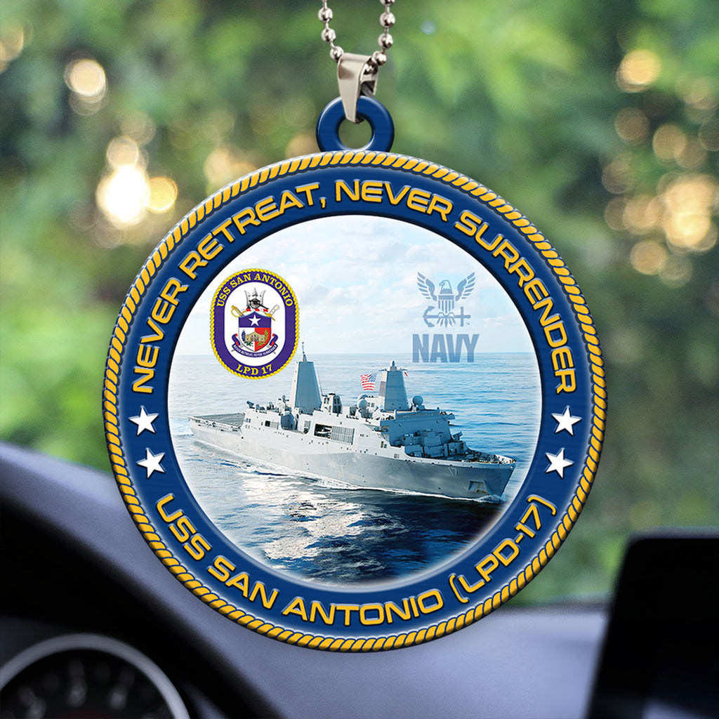 USS San Antonio (LPD-17) Custom Shape 2-sided Acrylic Car Ornament – HOATT13229