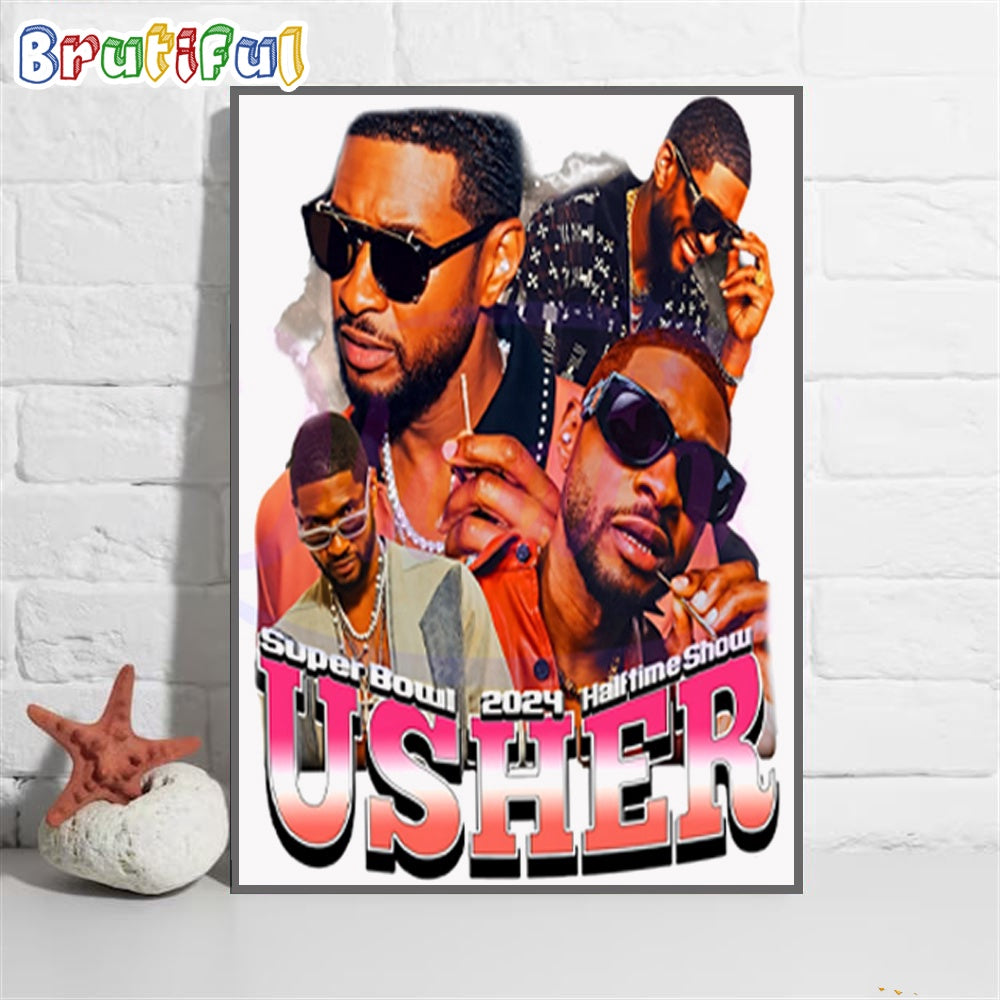 Usher Super Bowl 2024 Halftime Show Poster Canvas, Usher 2024 Halftime Show Canvas, Super Bowl 2024 Poster Canvas