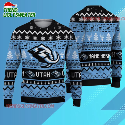 Utah Hockey Custom Name And Number Ugly Christmas Sweater
