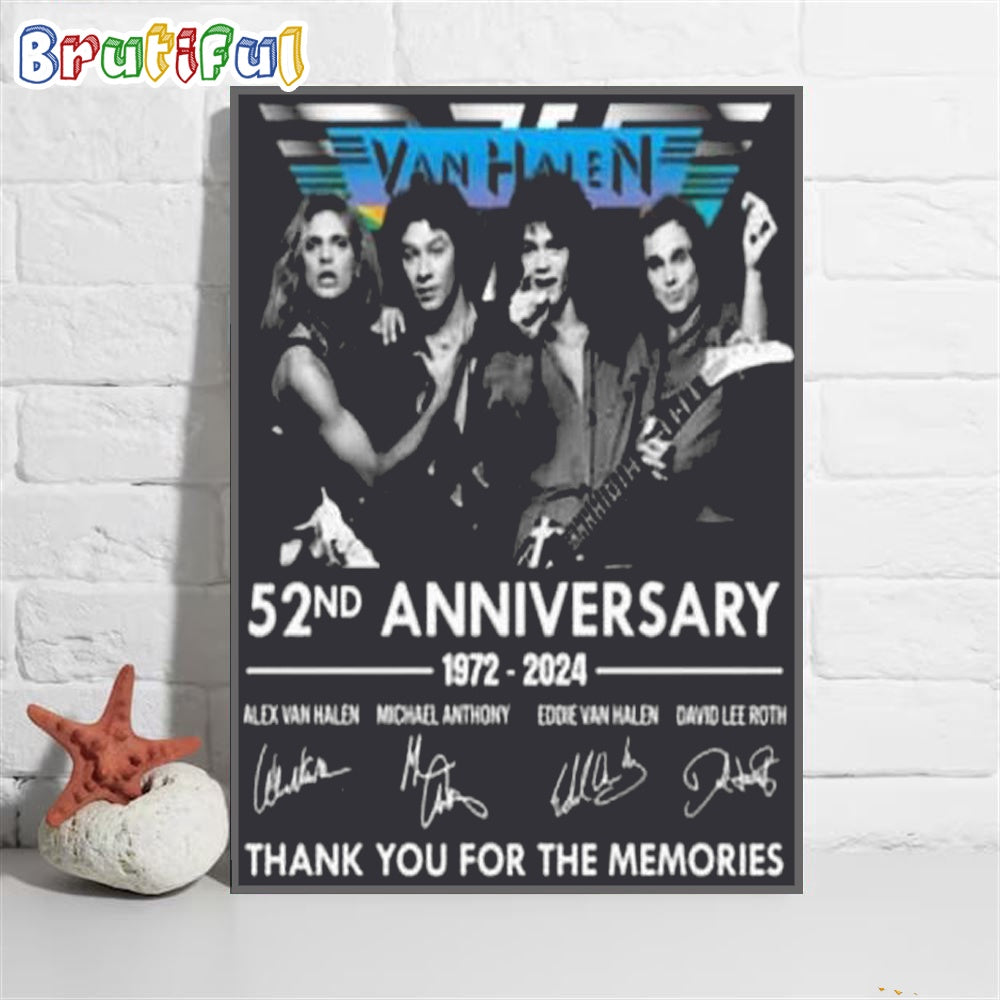 Van Halen 52nd Anniversary Thank You For The Memories Signatures Poster Canvas