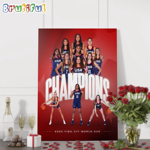 WNBA Basketball 2024 Fiba U17 World Cup Champions Wall Art Poster Canvas