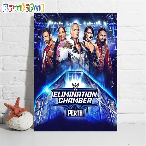 WWE Elimination Chamber Perth Official Poster Wall Art Poster Canvas