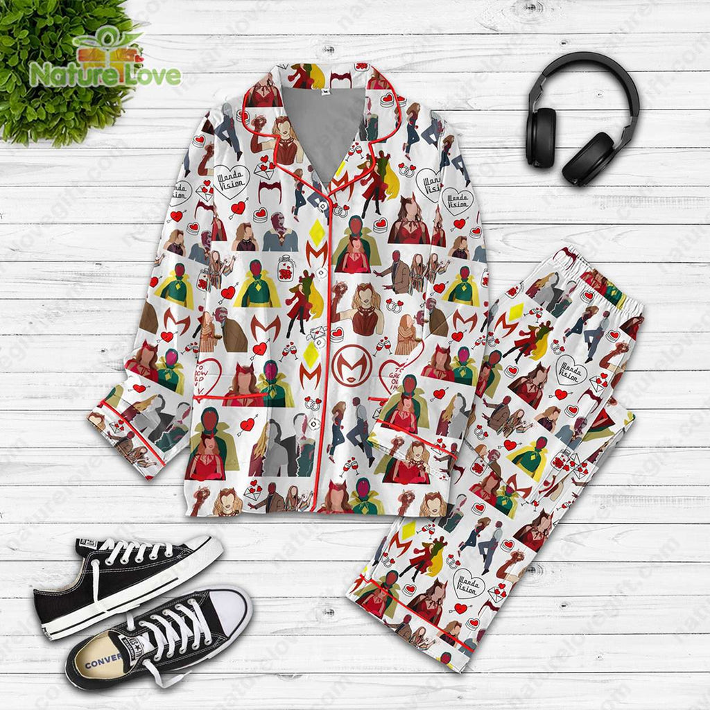 Wandavision Marvel Comics Couples​ Valentine Pajamas Set