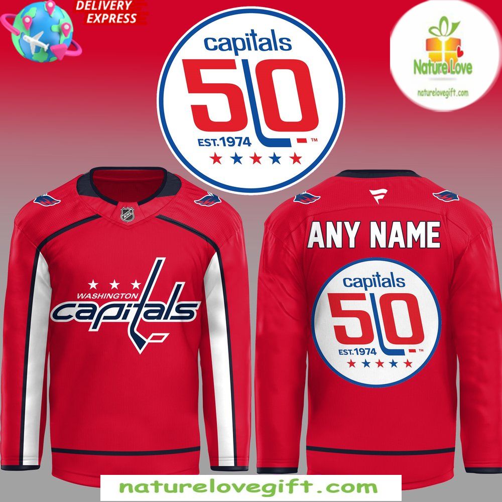Washington Capitals 50th Anniversary Red Hockey Jersey