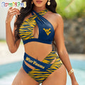West Virginia Mountaineers Zebra Women Bikini Set Sporty Bikini Sets
