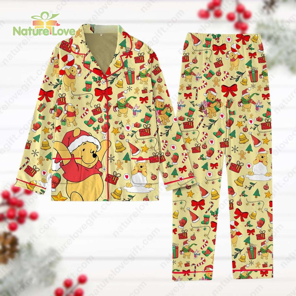 Winnie The Pooh Pajamas Pooh Santa Holiday Christmas Pjs