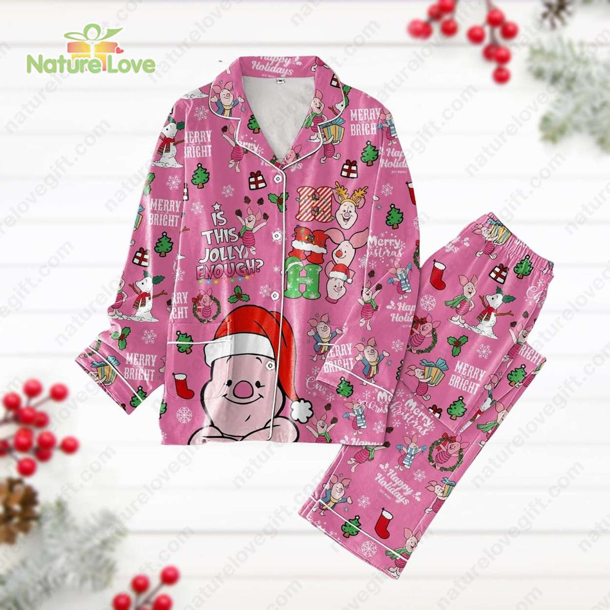 Winnie The Pooh Piglets Pajamas Pink Christmas Disney Pajamas