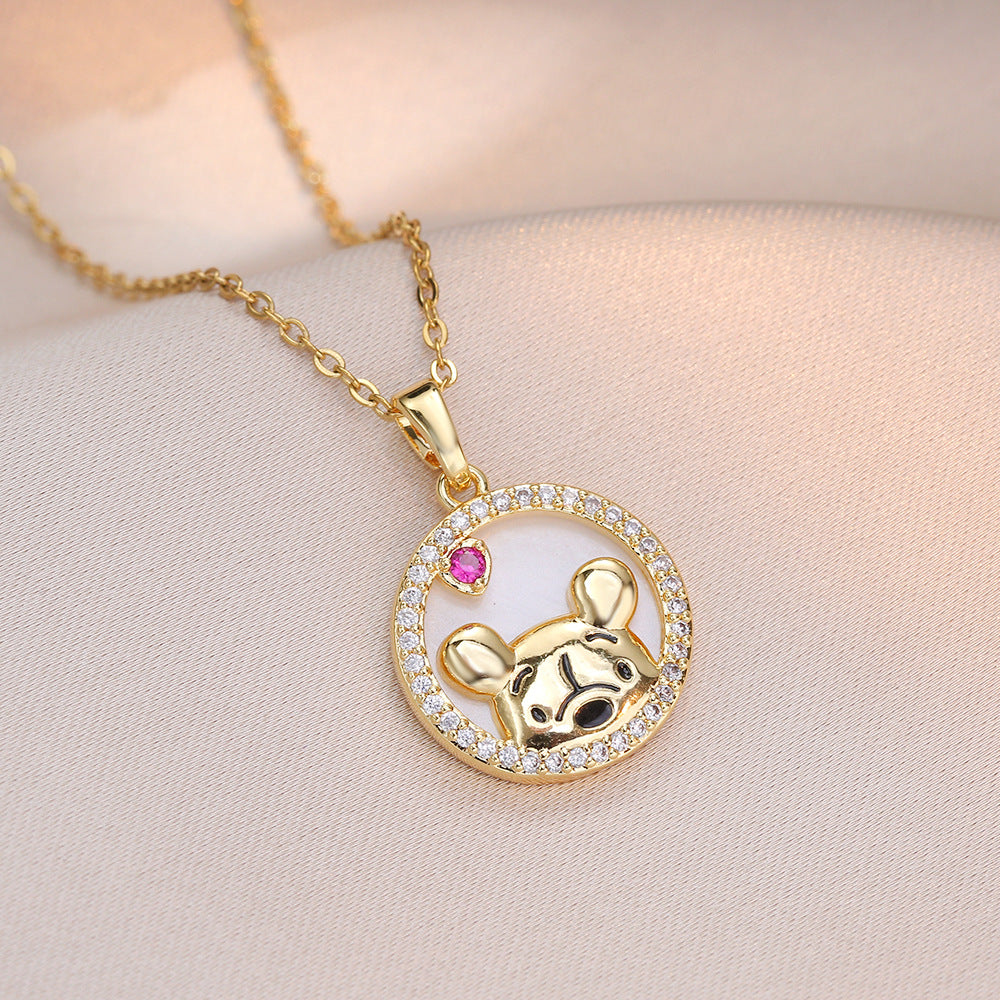 Winnie-the-Pooh Rhinestone Pendant Necklace – MAITMDROP168