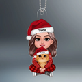 Woman Holding Cute Fluffy Cat - Custom Shaped Acrylic Ornament - Christmas Gift for Cat Lovers, Pet Lovers, Cat Mom