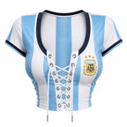 World Cup 2026 Argentina Lace-Up Crop Top
