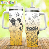 Yellow Pooh Making Magical Memories Together Stanley Tumbler 40oz, Disney Stanley Tumbler