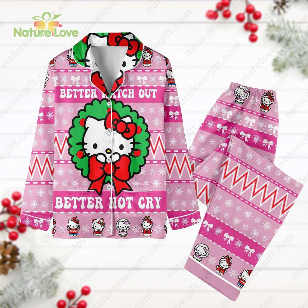 You Better Not Cry You Better Watch Out Christmas​ Hello Kitty Pajamas