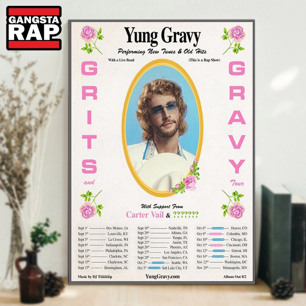 Yung Gravy The Grits & Gravy 2024 Tour Vintage Poster Canvas Art