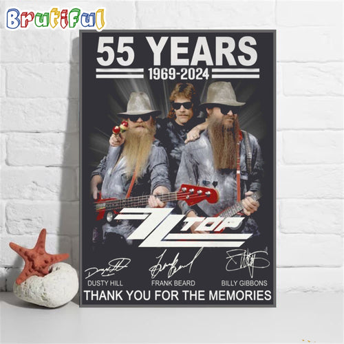 ZZ Top 55 Years 1969-2024 Thank You The Memories Poster Canvas Art