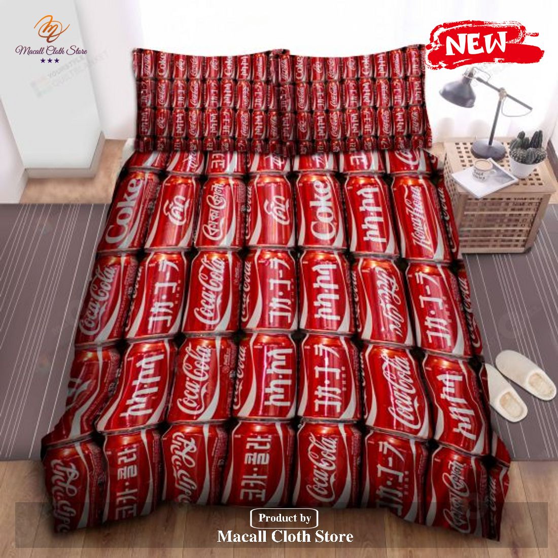 A Wall Of Cans Of Coca-Cola Bed Sheets Spread Comforter Duvet Cover Bedding Sets