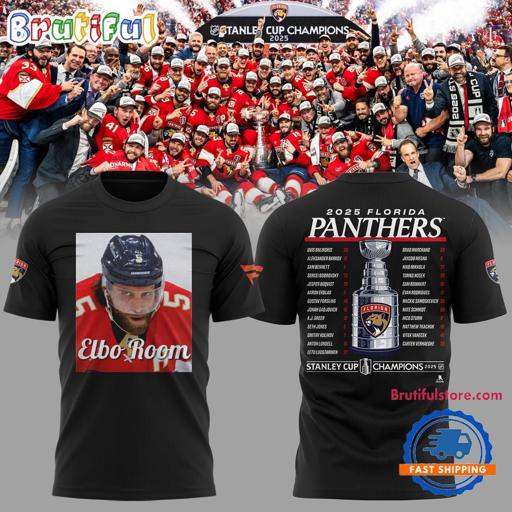 Aaron Ekblad Elbo Room Florida Panthers Championship 2025 Limited Black Hoodie T-Shirt