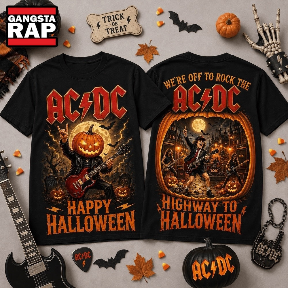 ACDC Highway to Halloween Pumpkin Rock Hoodie T-Shirt