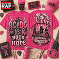 ACDC No One Fights Alone Rock For Hope Breast Cancer Awareness Shirt