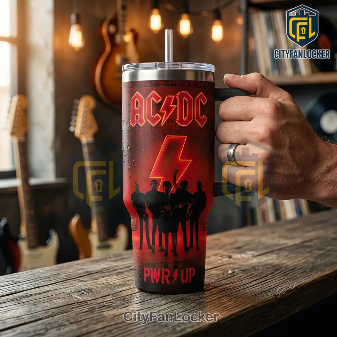 AC/DC PWR UP Rock Band 40oz Stainless Steel Tumbler