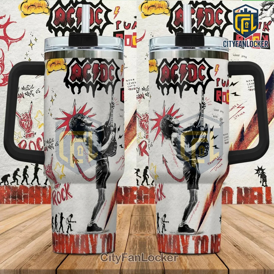 AC/DC Rock Grunge Art Insulated Stanley Tumbler