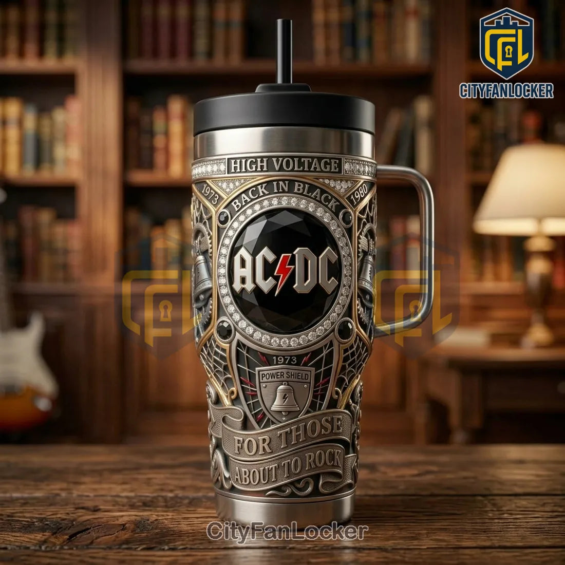 AC/DC Stainless Steel 40oz Insulated Travel Coffee Tumbler