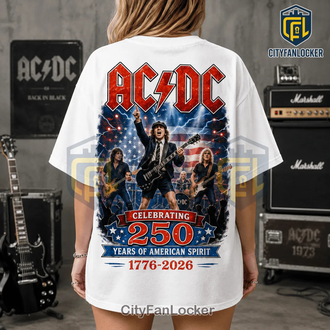AC/DC x America 250 Years 1776-2026 Anniversary Collectible Graphic T-Shirt