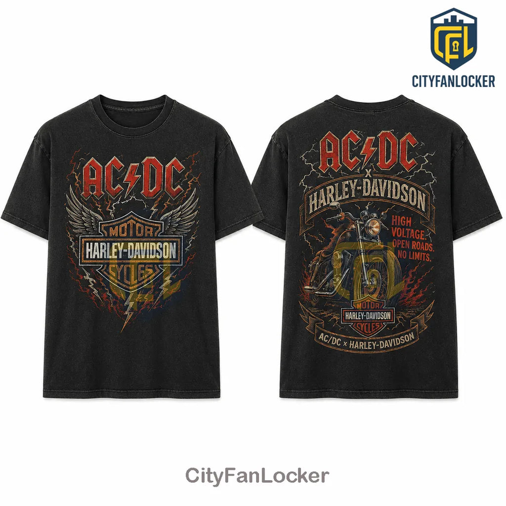 AC/DC x Harley-Davidson Vintage Black T-Shirt