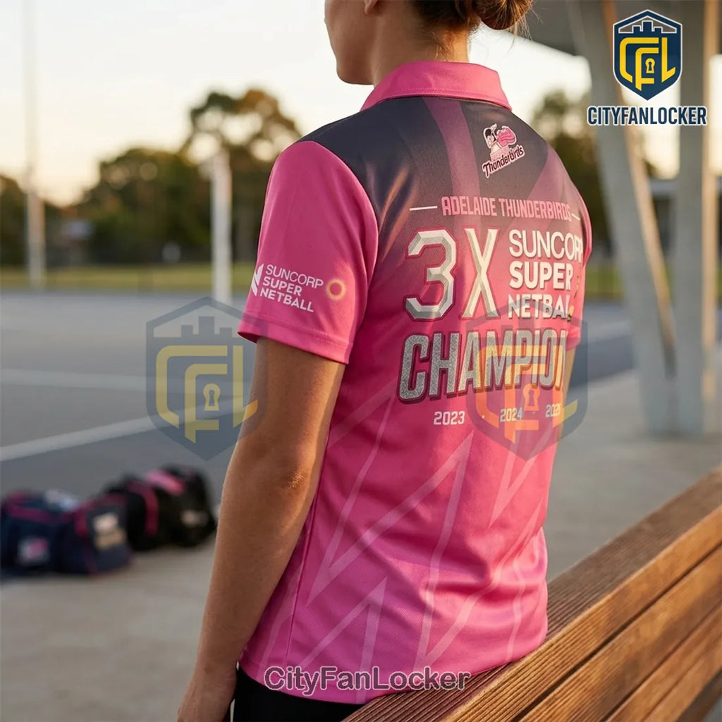 Adelaide Thunderbirds 2026 Champions Pink Polo Shirt