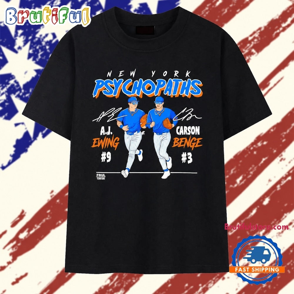 AJ Ewing and Carson Benge New York Psychopaths Signature T Shirt
