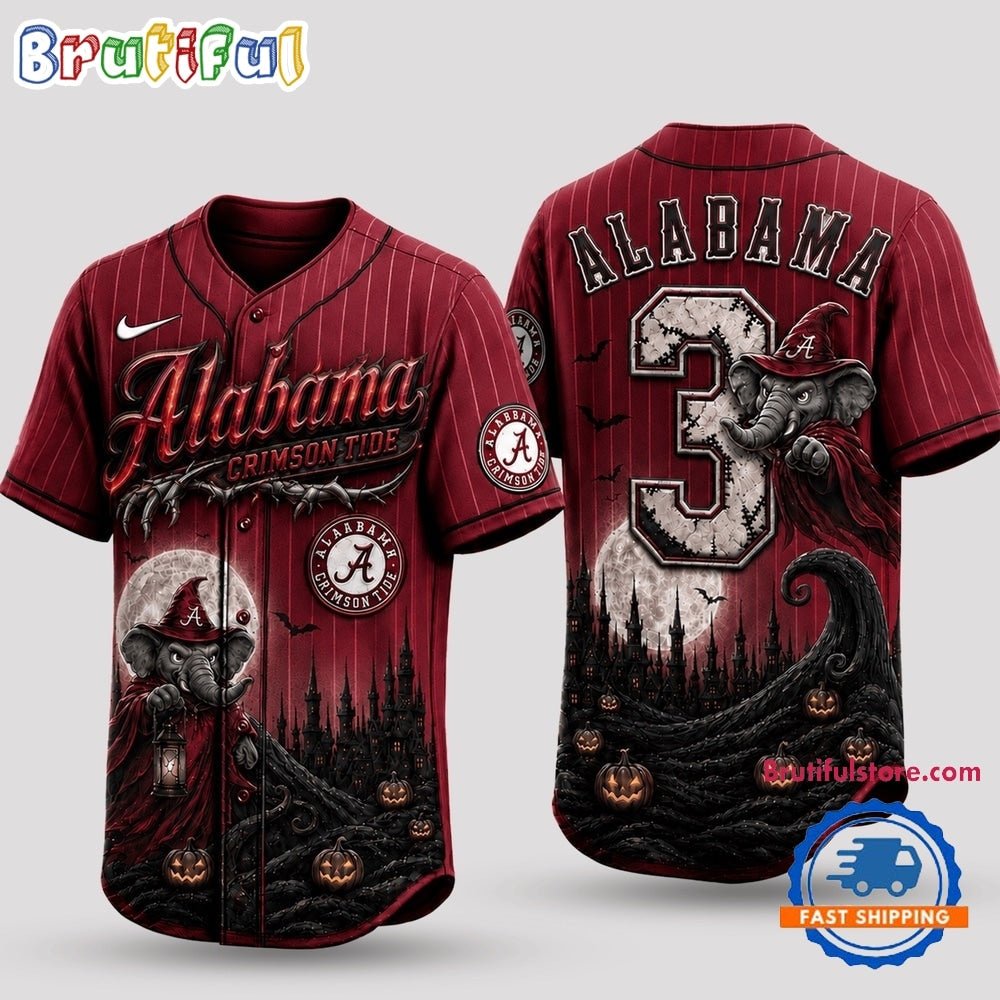 Alabama Crimson Tide 2026 NCAA Spooky Mascot Halloween Personalized Baseball Jersey Shirt