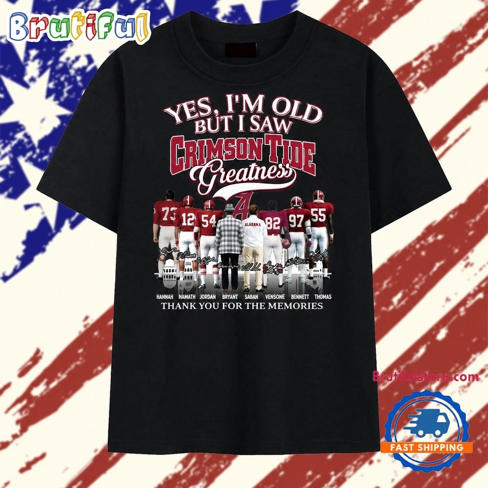 Alabama Crimson Tide Greatness Legends Signatures Vintage Football T Shirt