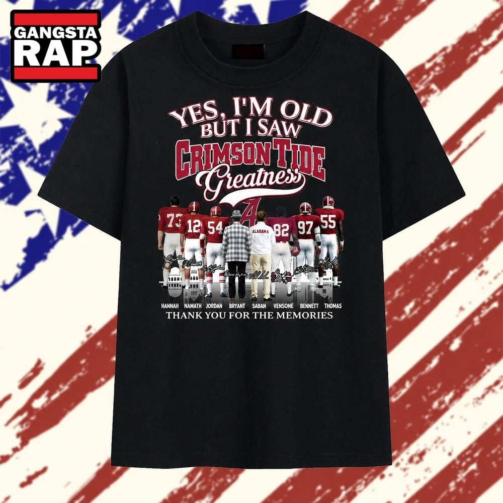 Alabama Crimson Tide Greatness Legends Signatures Vintage Football T Shirt