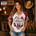 Alabama Crimson Tide NCAA Bow and Floral Team Spirit V Neck T Shirt