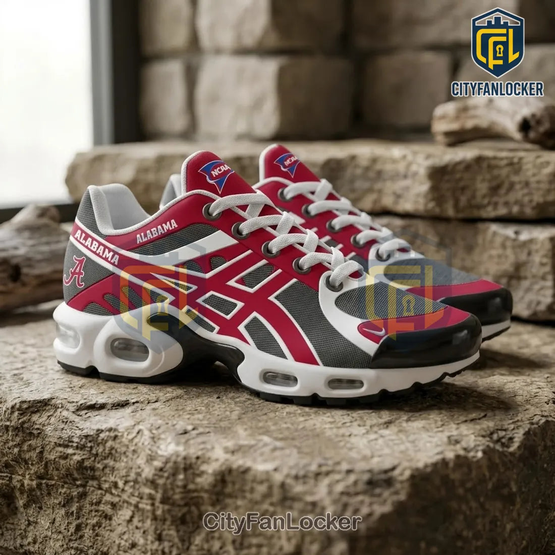 Alabama Crimson Tide Red White Air Max Plus Shoes