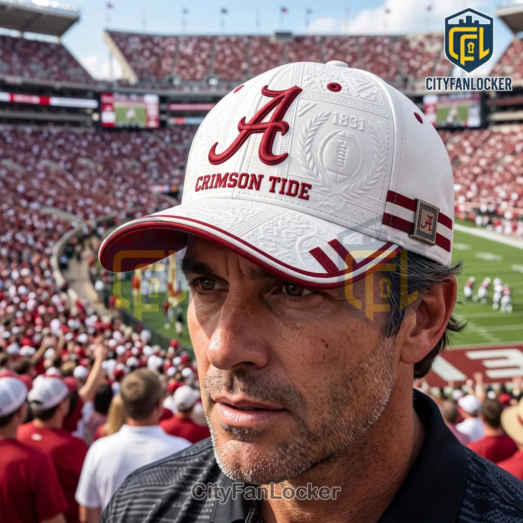 Alabama Crimson Tide White Embossed Logo Cap