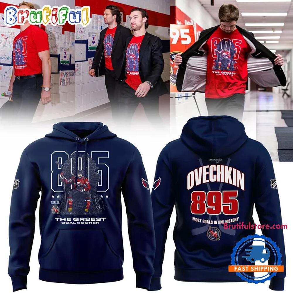 Alexander Ovechkin Washington Capitals NHL All-Time Leading Goal Scorer 895 3D Print Navy Hoodie T-Shirt