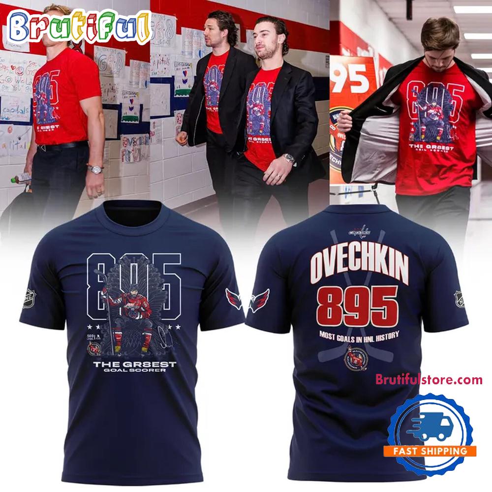 Alexander Ovechkin Washington Capitals NHL All-Time Leading Goal Scorer 895 3D Print Navy Hoodie T-Shirt