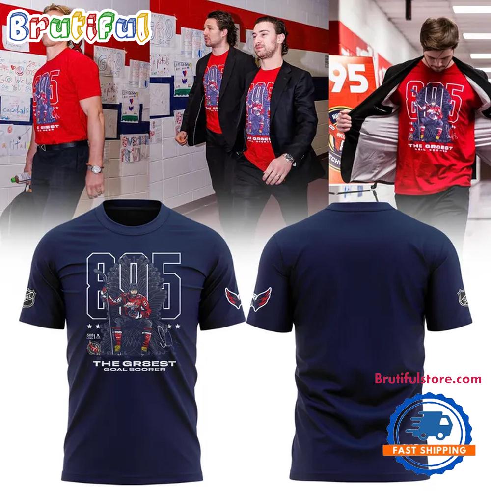 Alexander Ovechkin Washington Capitals NHL All-Time Leading Goal Scorer Cross Sticks Navy Hoodie T-Shirt